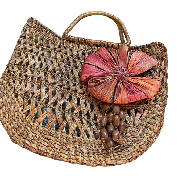 Woven Basket Tote Bag Coastal Grandma Vacation - Picture 2 of 8